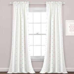 Lush Decor - 42"x84" Rainbow Tufted Dot Single Window Curtain P White